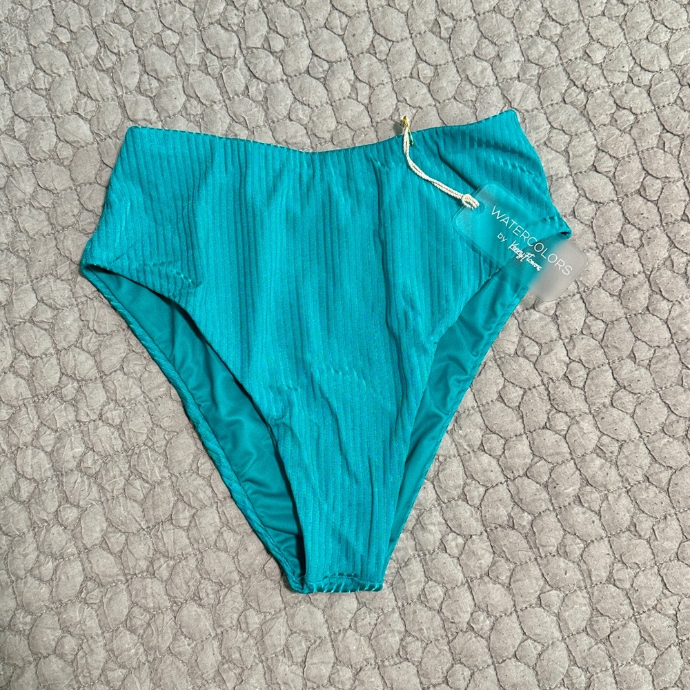 The Seychelles Soft Eco-Luxe Teal High Waist Bikini Bottom